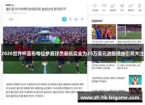 2026世界杯宣布每位参赛球员最低奖金为25万美元激励措施引发关注